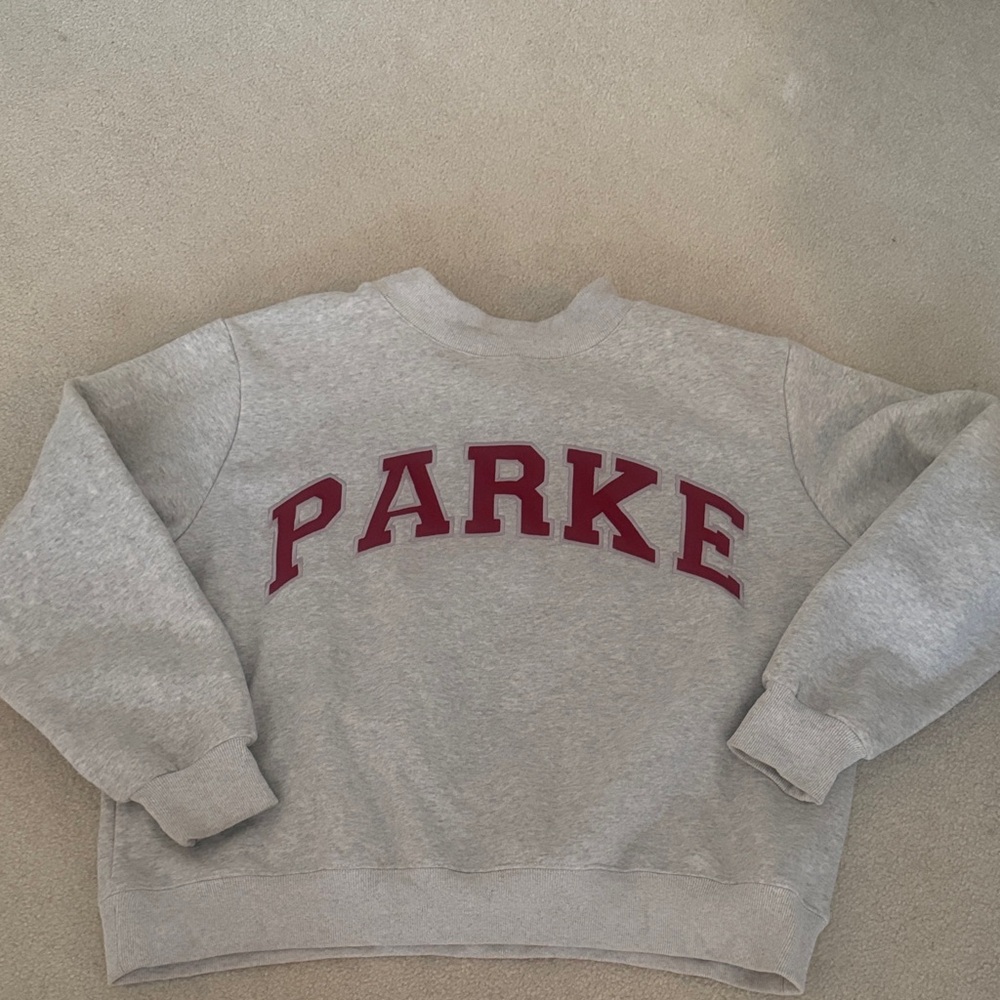Parker Gray Crewneck with Maroon Arch Logo